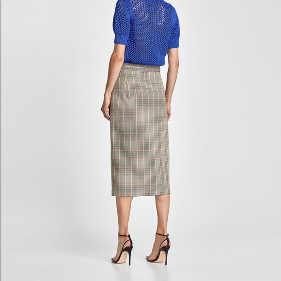 Zara midi checked skirt - Picture 4 of 7